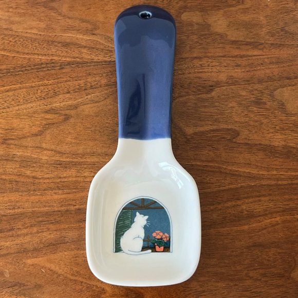 Otagiri Kitchen Otagiri Vintage Cat In Window Spoon Rest Blue